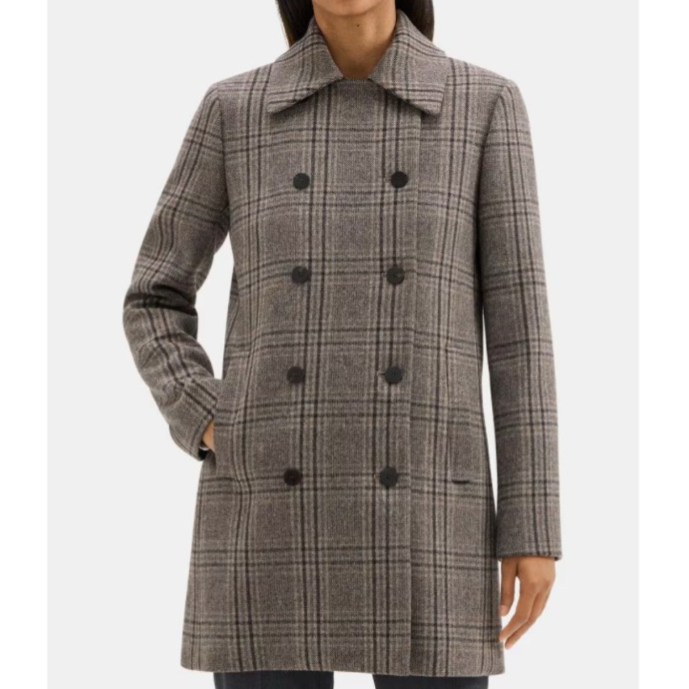 NWT Theory Plaid Wool Car Coat